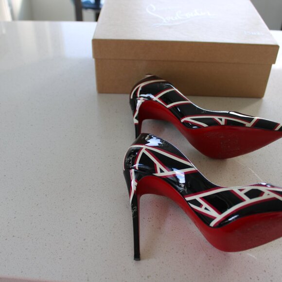 Christian Louboutin Multicolor Ribbon Print Pigaelle Heels - Picture 2 of 3